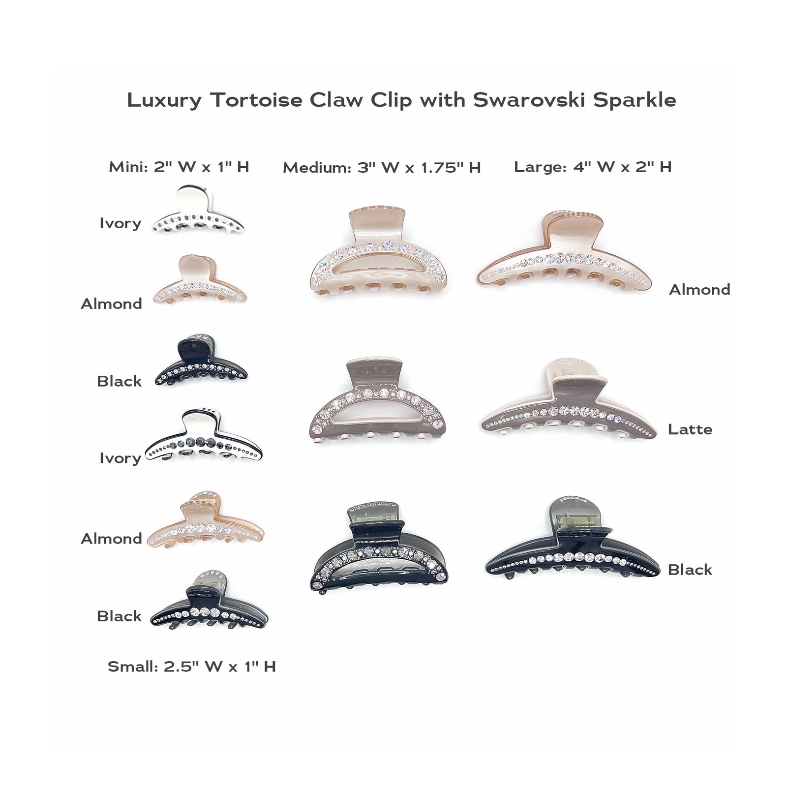 Luxury French Tortoise Hair Claw Clip – Swarovski Rhinestone 