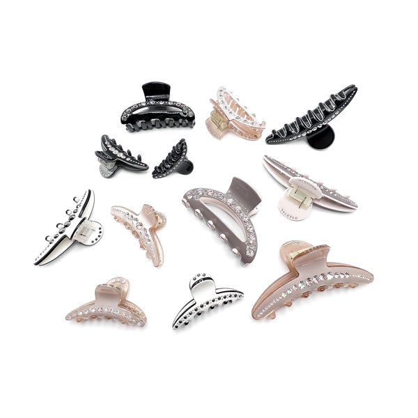 Luxury French tortoise hair claw clip with Swarovski rhinestones by Maison Soyenne