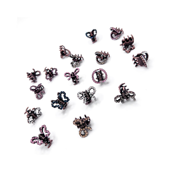 Mini Swarovski Crystal Hair Claw Clip – Vintage Style Butterfly, Bow & Half Moon Shapes – Multiple Color Options - MAISON SOYENNE