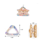 Small triangle French style tortoise hair clip in pink, eco-friendly acetate tortoise