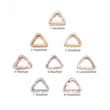 Small triangle French style tortoise hair clip collection in ivory, sage, lavender, blue, and pink, eco-friendly acetate with gold clasp