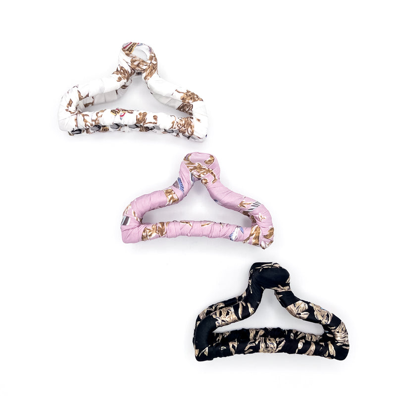 Boho vintage fabric small hair claw clip by Maison Soyenne – sustainable, handmade,  small & large, white, pink, black, Vintage Hair Accessories Collection