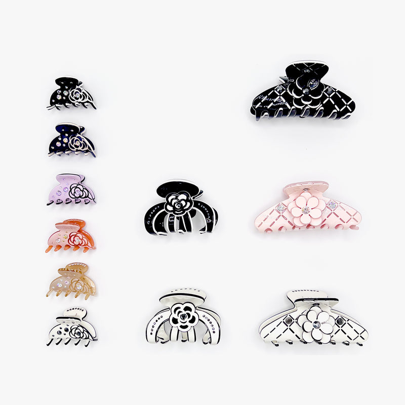 Swarovski Camellia Flower Claw Clip – Sparkle Tortoise Hair Accessory | Luxury Rhinestone Hair Clip, Maison Soyenne