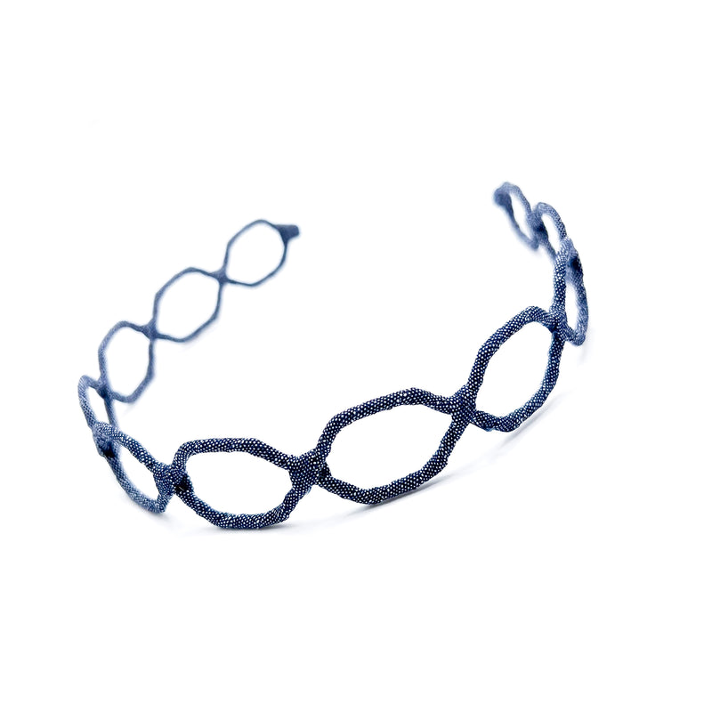 Handmade Eco-Friendly Denim Headband – Comfy & Stylish Hair Accessory for Women. Elevate your everyday look with our handmade, sustainable denim-wrapped headband, thoughtfully designed for comfort and style. Crafted from eco-friendly materials, this lightweight, pressure-free headband is perfect for all-day wear without the tight squeeze. Available colors, Ivory, Vintage Rose, Classic Denim Blue, Black - Maison Soyenne