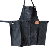 Upcycled levi's denim apron, vintage levi's apron, recycled levi’s apron, unisex levi's denim apron, made in usa best levi’s black apron
