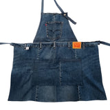 Upcycled levi's denim apron, vintage levi's apron, recycled levi’s apron, unisex levi's denim apron, made in usa levi’s best blue apron dark navy blue denim apron