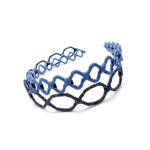 Handmade Eco-Friendly Denim Headband – Comfy & Stylish Hair Accessory for Women. Elevate your everyday look with our handmade, sustainable denim-wrapped headband, thoughtfully designed for comfort and style. Crafted from eco-friendly materials, this lightweight, pressure-free headband is perfect for all-day wear without the tight squeeze. Available colors, Ivory, Vintage Rose, Classic Denim Blue, Black - Maison Soyenne