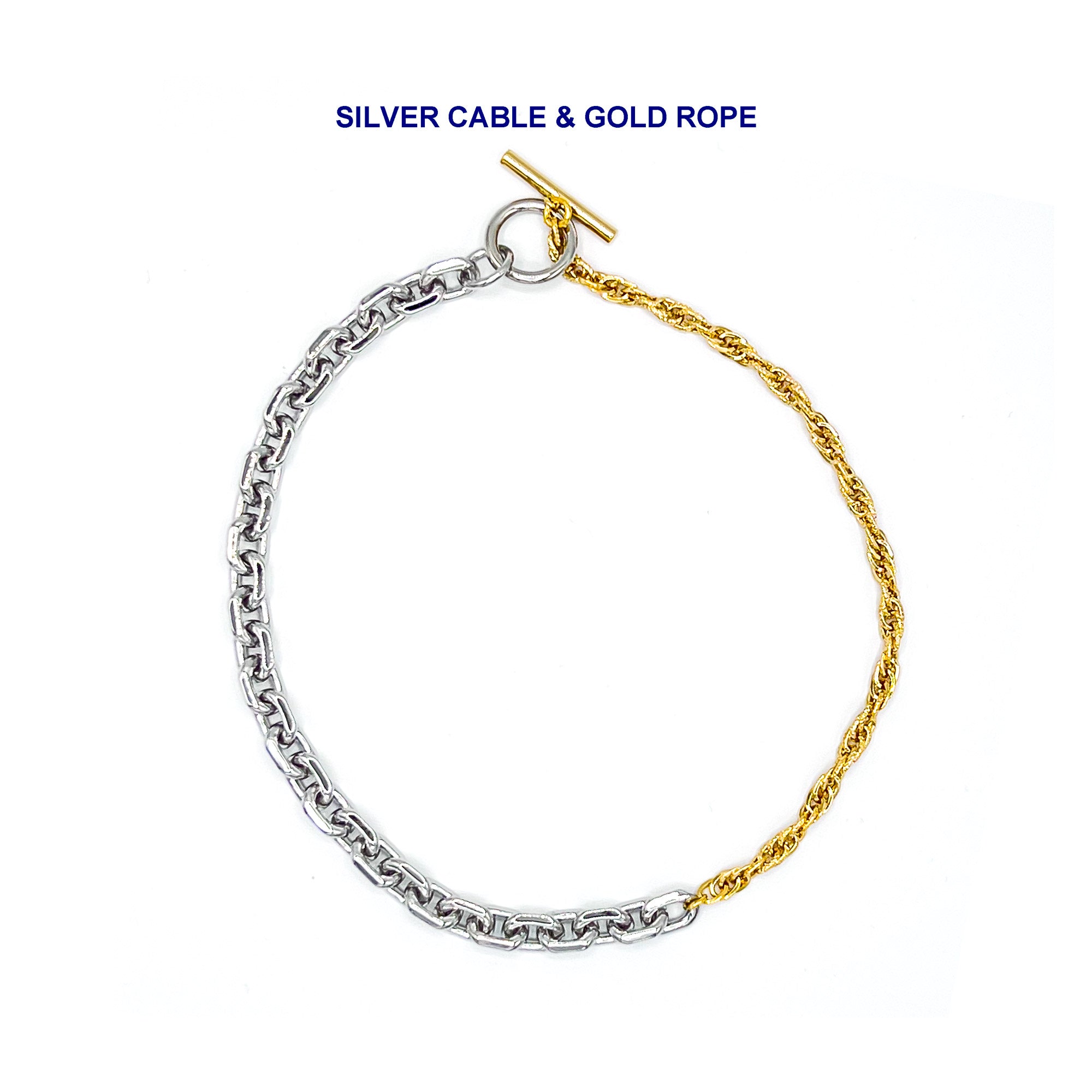 Mixed Chunky Chain Necklace, Mixed Thick Cable Link Necklace