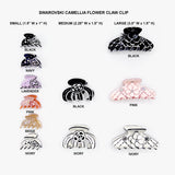 Swarovski Camellia Flower Claw Clip set with color options and sizes Luxury Rhinestone Hair Clip – MAISON SOYENNE
