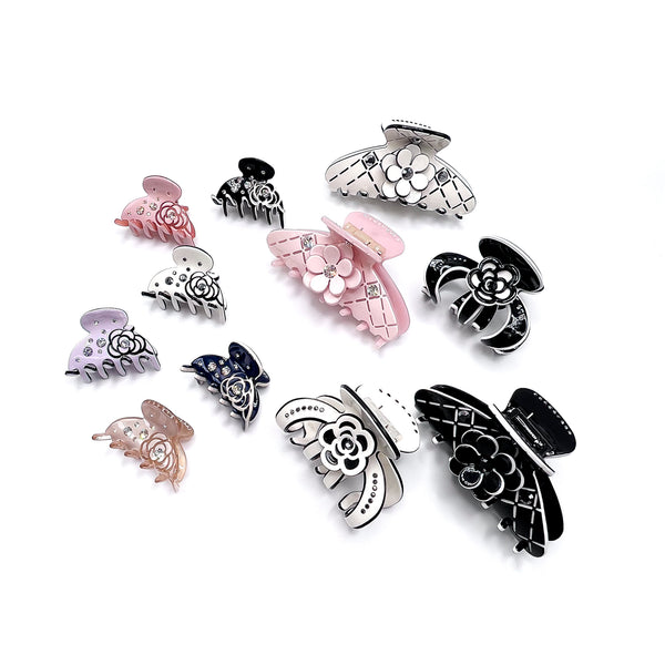 Swarovski Camellia Flower Claw Clip – Sparkle Tortoise Hair Accessory | Luxury French Rhinestone Small Hair Clip elegant Rhinestone Claw for Updos. Maison Soyenne
