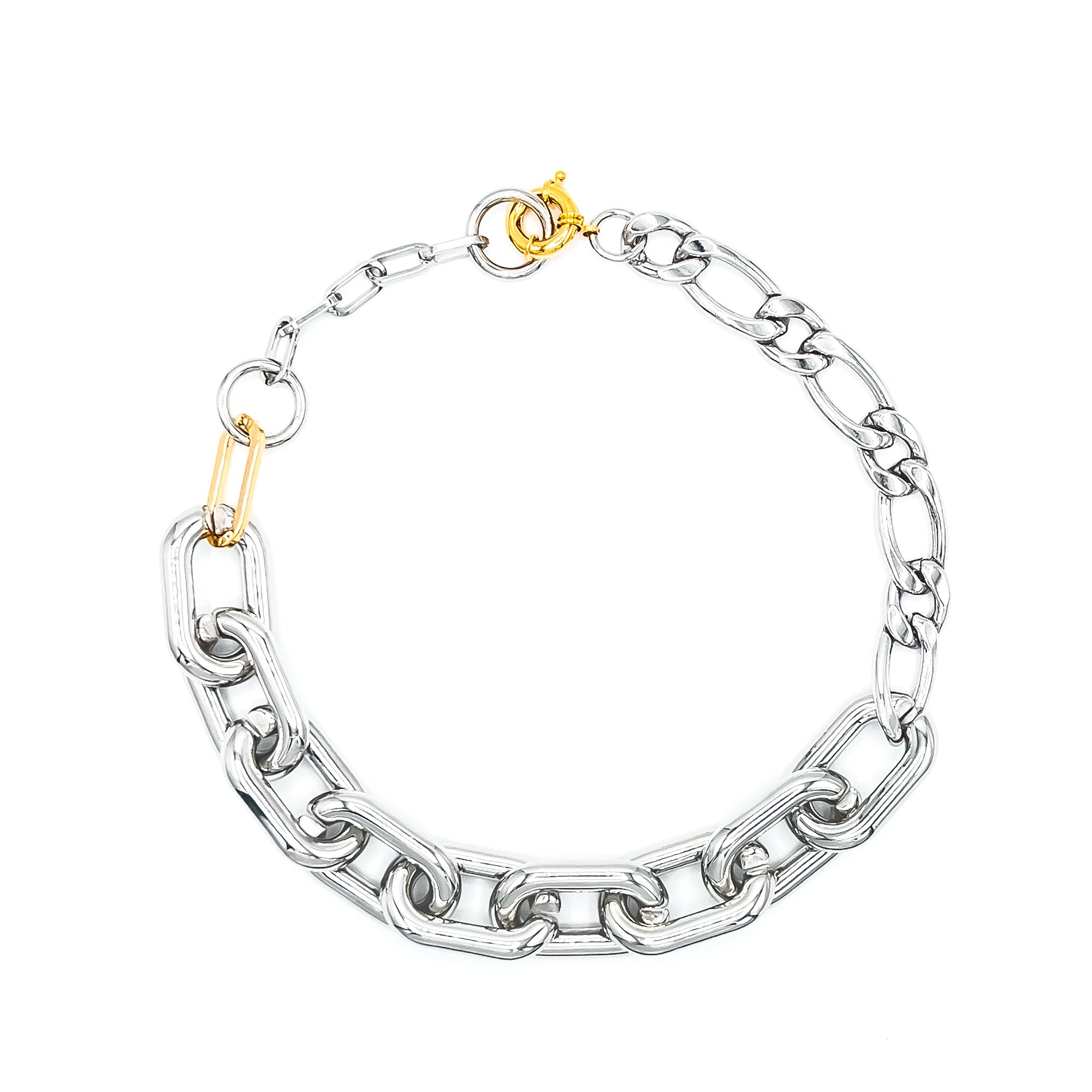 【LOVE ME MONSTER】Chunky Link Chain Necklace~プールで着用可 18K Yellow Gold Oversized Strong Hearts Love Link Chain