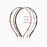 Sustainable and stylish, this boho-inspired vintage style headband features a super skinny, ultra-thin shape that blends comfort with structure. Wrapped in eco-friendly vintage fabric Hair band Color available in Ivory, Pink and Rose - Maison Soyenne