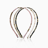Sustainable and stylish, this boho-inspired checkered headband features a super skinny, ultra-thin shape that blends comfort with structure. Wrapped in eco-friendly vintage fabric Hair band Color available in Ivory, Pink and Rose-Maison Soyenne