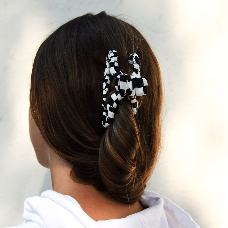 Luxury big black checker hair clip, eco-friendly, sustainably handmade in USA best hair accessories