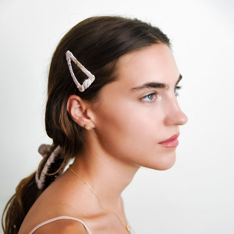 Luxury fabric wrapped hair snap clip, eco-friendly sustainably handmade in USA, best hair pins