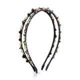 Luxury jewelry skinny hairband, eco-friendly handmade in Los Angeles lightweight crystal hairband black, trendy hair accessories