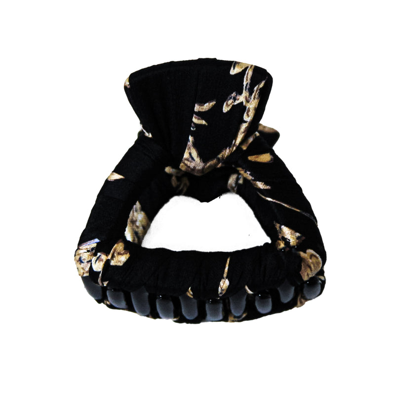 Fabric wrapped black small hair claw clip, eco-friendly sustainably handmade in USA best hair accessories
