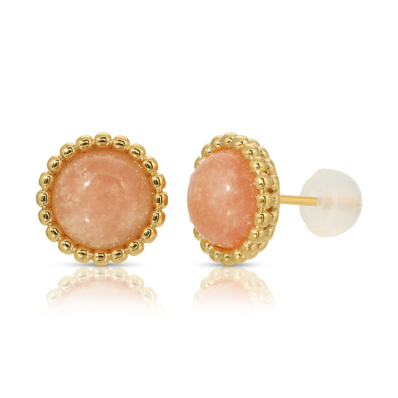 Beautiful Gemstone Gold Earrings, Cubic Zirconia 925 Sterling Silver Ear Studs, Elegant & Timeless CZ Gold Earrings, Rose Quartz gemstone ear studs, Peach gemstone gold round stud, Blue sapphire gemstone gold earrings, Minimalist Jewelry, Holiday Gift for Her, Holiday Gift Ideas, Maison Soyenne, Korean Jewelry
