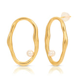 Handmade Gold Oval With Fresh Water Pearl Necklace in 925 Sterling Silver | Maison Soyenne