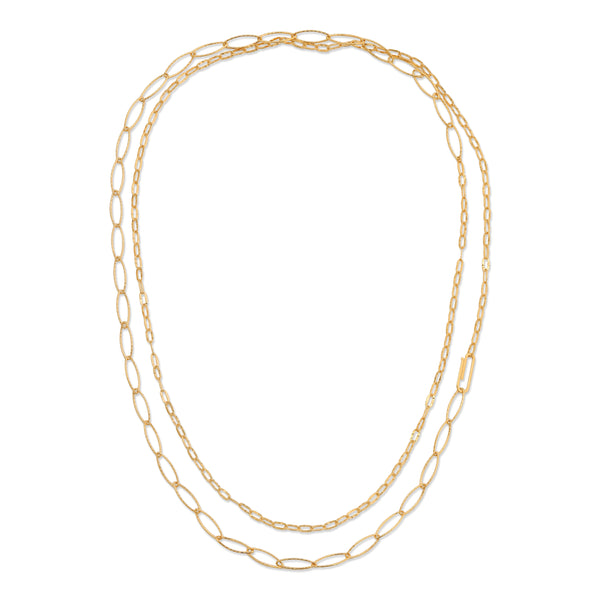 elongated gold oval link necklace in 925 sterling silver, long gold chain necklace, Holiday gift idea, birthday bff gift, Korean style necklace, K-pop necklace, stacking gold link chain