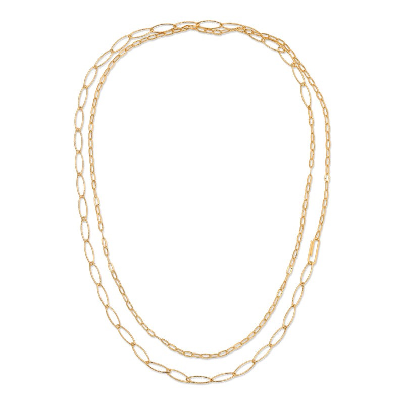 elongated gold oval link necklace in 925 sterling silver, long gold chain necklace, Holiday gift idea, birthday bff gift, Korean style necklace, K-pop necklace, stacking gold link chain