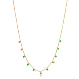 Emerald green gold necklace on 925 sterling silver, blue sapphire gold necklace on 925 sterling silver, cubic zirconia charm gold necklace, holiday gift idea, gift for her, Korean style jewelry, K-pop necklace, minimalist jewelry, birthstone necklace, birthday bff gift for her