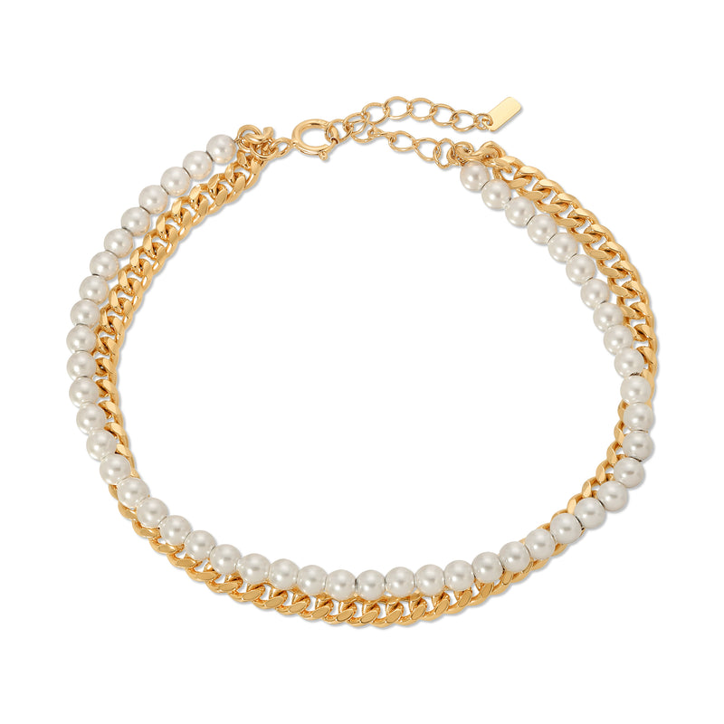 Handmade Gold Oval With Fresh Water Pearl Necklace in 925 Sterling Silver | Maison Soyenne