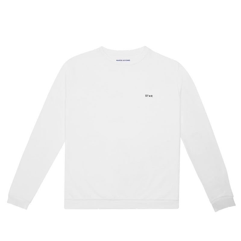 Premium Men's Graphic Sweatshirt Made in USA, Unisex Star Sweat, white lightweight fleece sweatshirt, Maison Soyenne