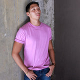 Best Men’s graphic Outsider For Now tee, premium crisp t-shirts, Eco-friendly, sustainably made in Los Angeles, USA unique Men’s graphic pink tees