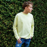 Best men's solid sweatshirt, eco-friendly made in USA, vintage luxury organic cotton unisex distressed yellow sweatshirt , maison soyenne