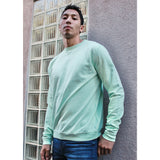 Best men's solid sweatshirt, eco-friendly made in USA, vintage luxury organic cotton unisex distressed mint sweatshirt , maison soyenne