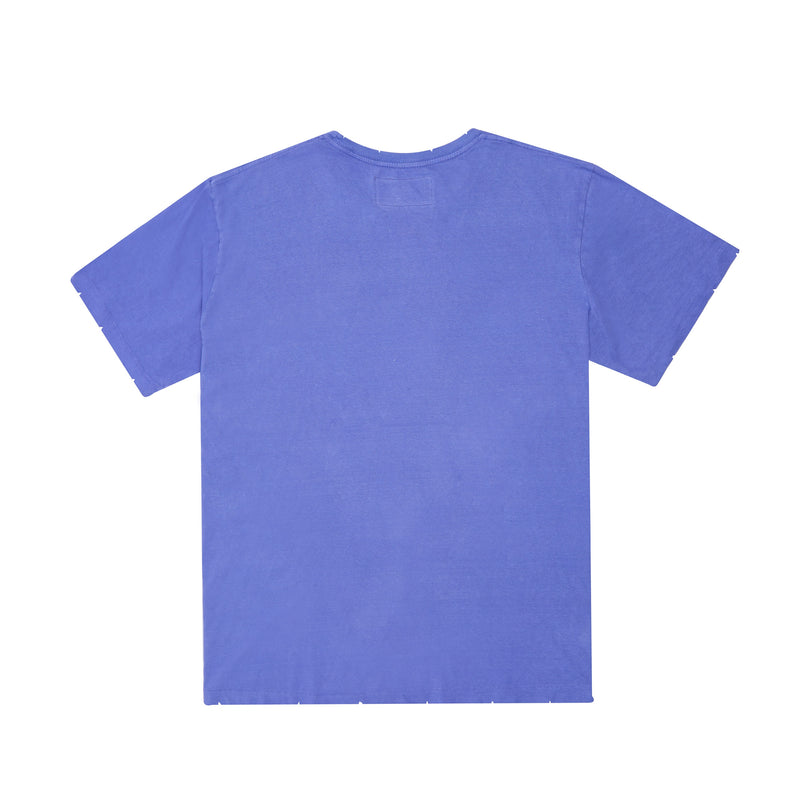 Eco-friendly made in USA best premium men's cotton t-shirt, luxury vintage soft distressed unisex cotton tee indigo blue, maisonsoyenne  