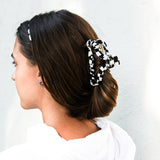 Luxury small black checker hair clip, eco-friendly sustainably made in USA best hair accessories