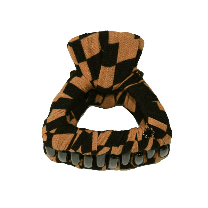 Luxury small black checker hair clip, eco-friendly sustainably made in USA best hair accessories
