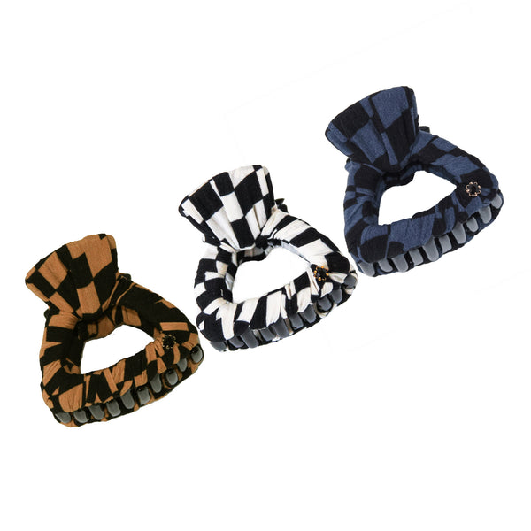 Luxury small black checker hair clip, eco-friendly sustainably made in USA best hair accessories