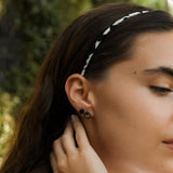 Fabric wrapped light best hairband, eco-friendly handmade thin checker unisex headband in USA