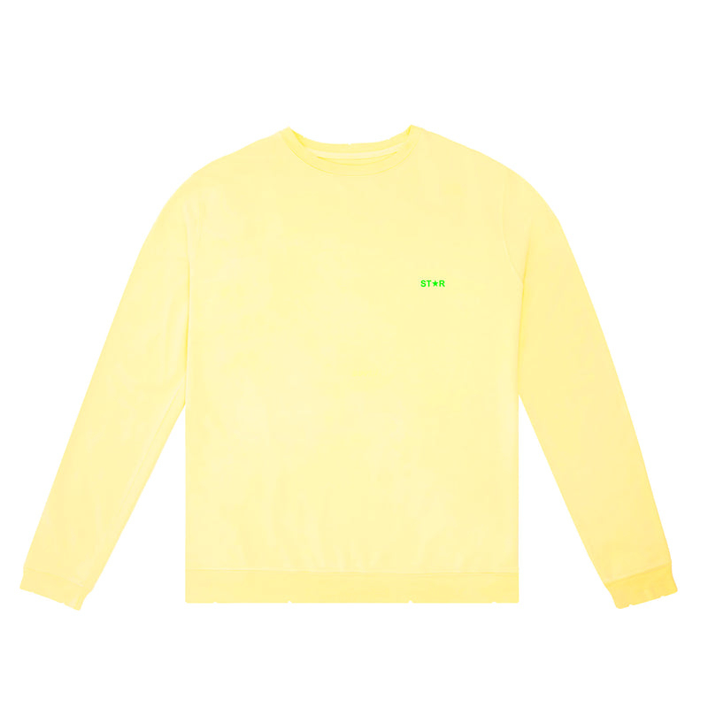 Premium Men's Graphic Sweatshirt Made in USA, Unisex Star Sweat, yellow lightweight fleece sweatshirt, Maison Soyenne
