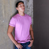 Eco-friendly made in usa best Men's solid tees, luxury vintage wash distressed unisex cotton 100% mauve crisp tee, maison soyenne