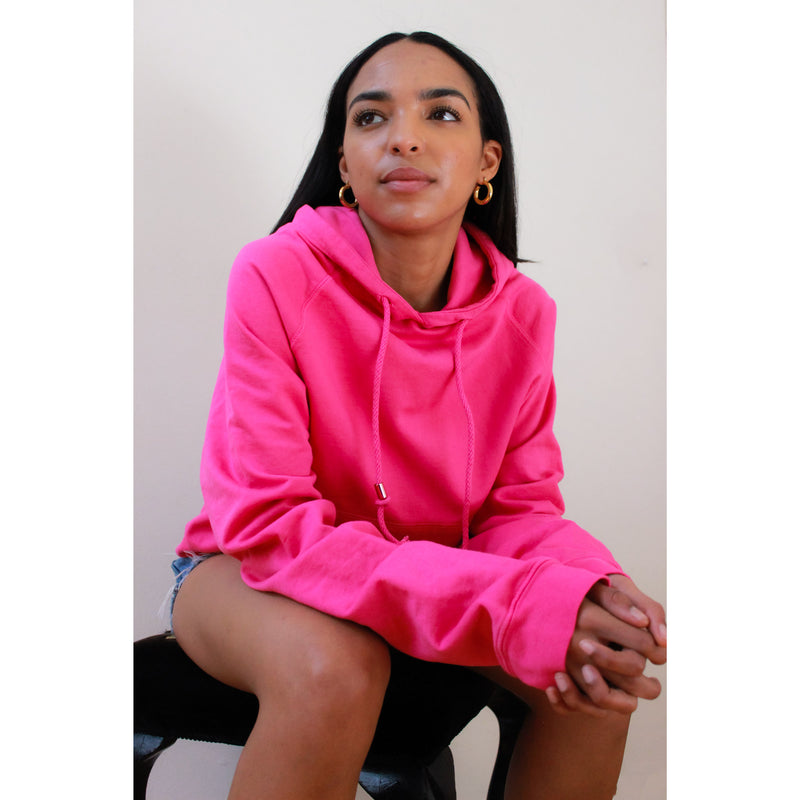Premium Women's Graphic Hoodies Made in USA,  Family Lover Popover Oversized Crop pink Hoodies, Maison Soyenne