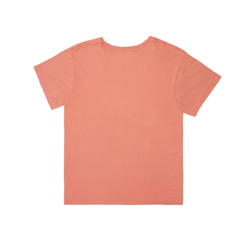 Best women's t-shirts eco-friendly made in USA, vintage luxury soft women's distressed coral tee, maison soyenne
